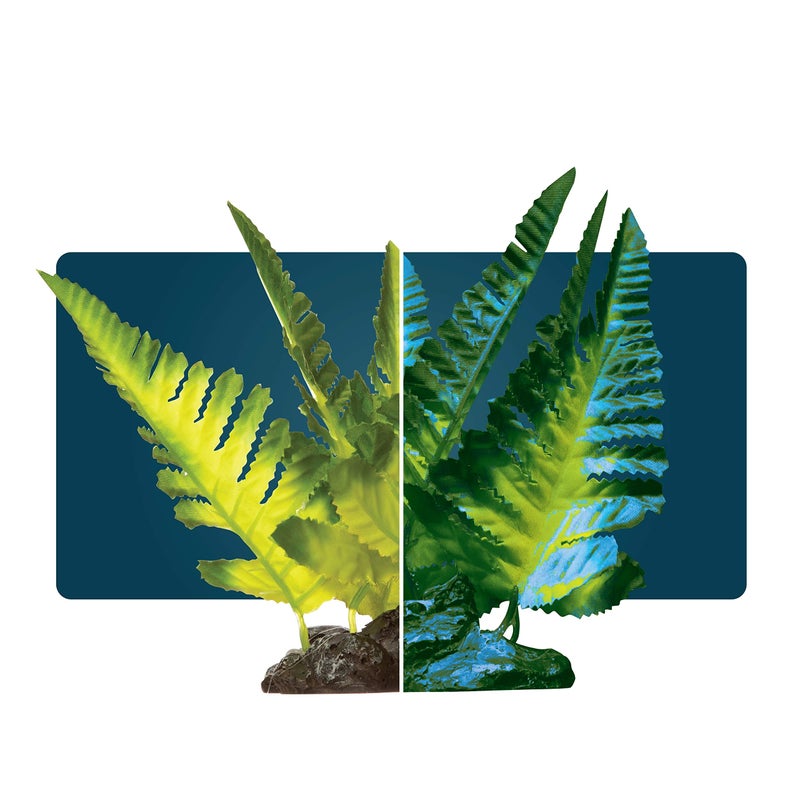 GloFish Yellow Fern Plant Aquarium DÃ©cor, Green and Yellow Medium, Fluorescent Under Blue LED Light - Image 2